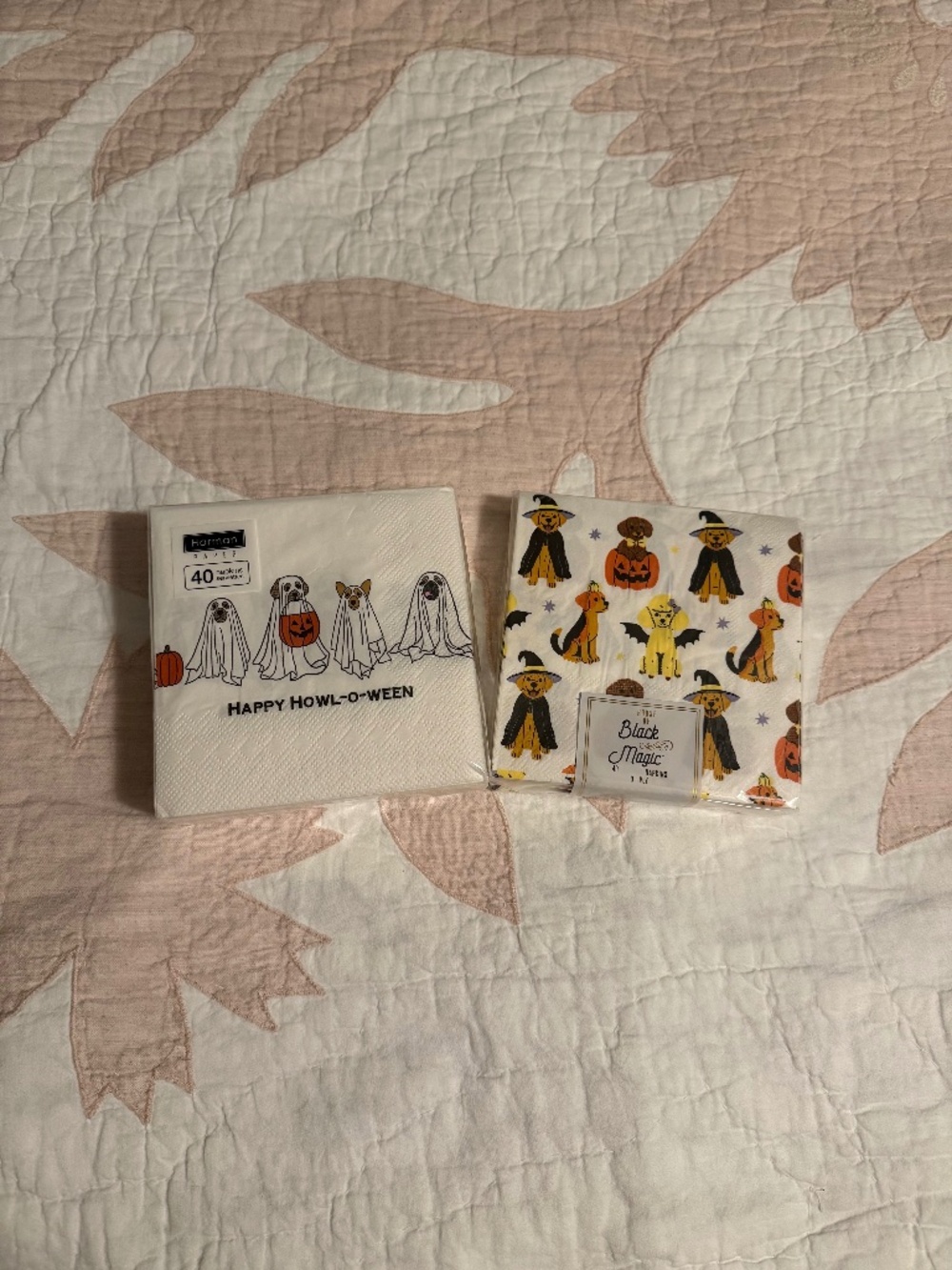 NWT-Halloween Dog Paper Napkins Set of 2 Pack - Happy Howl-O-Ween & Black Magic